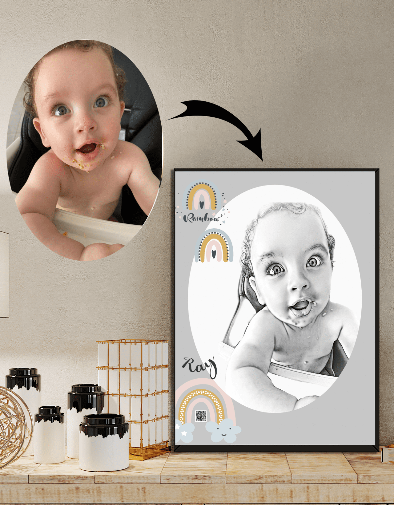 Baby Boom – Black White Drawing